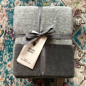 Belgian Flax Linen & Velvet Blocked Duvet Cover